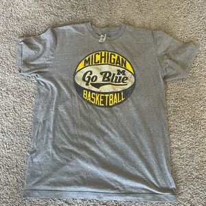 Gray Michigan Go Blue Basketball T-Shirt